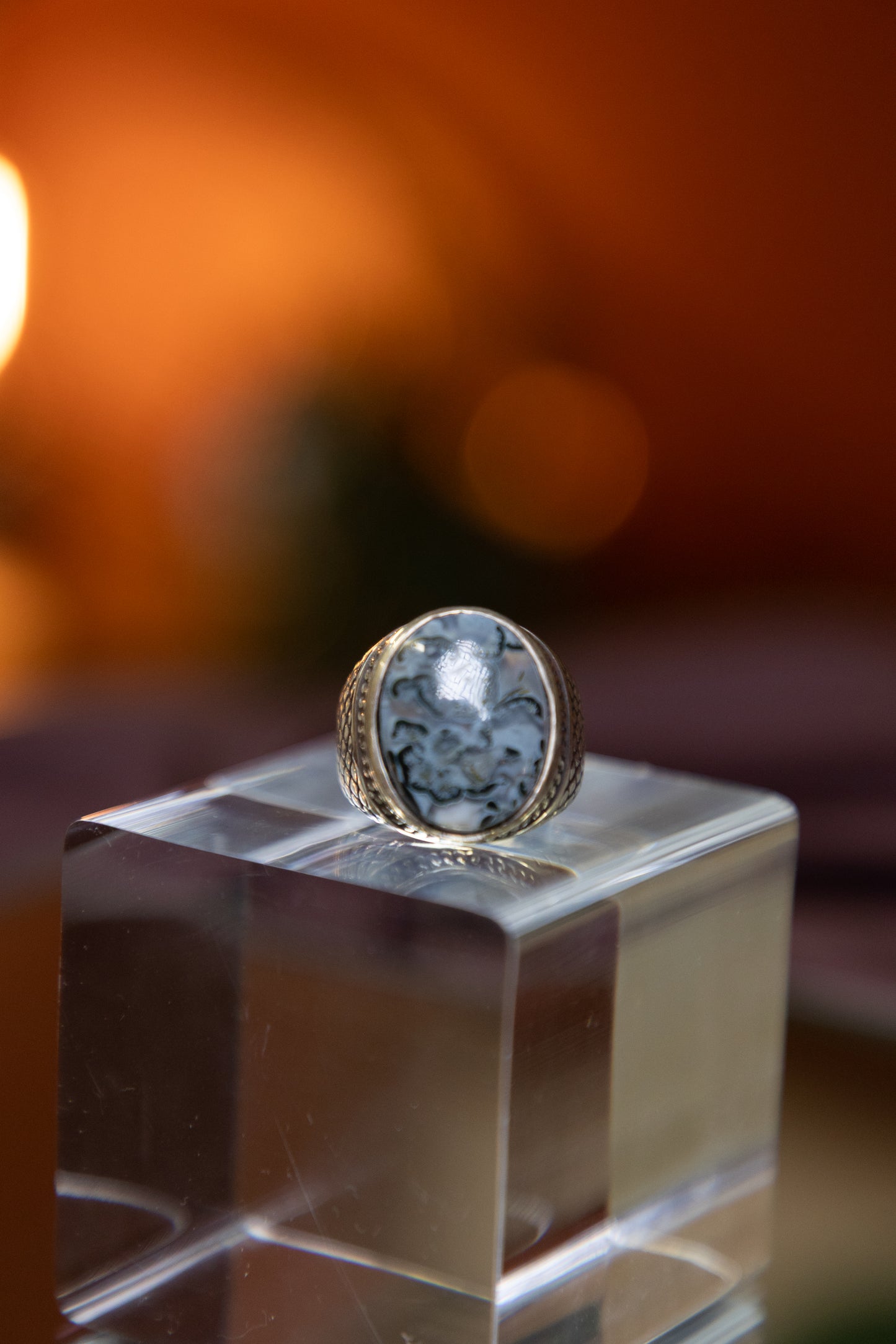 Banded Yemeni Agate Silver Ring