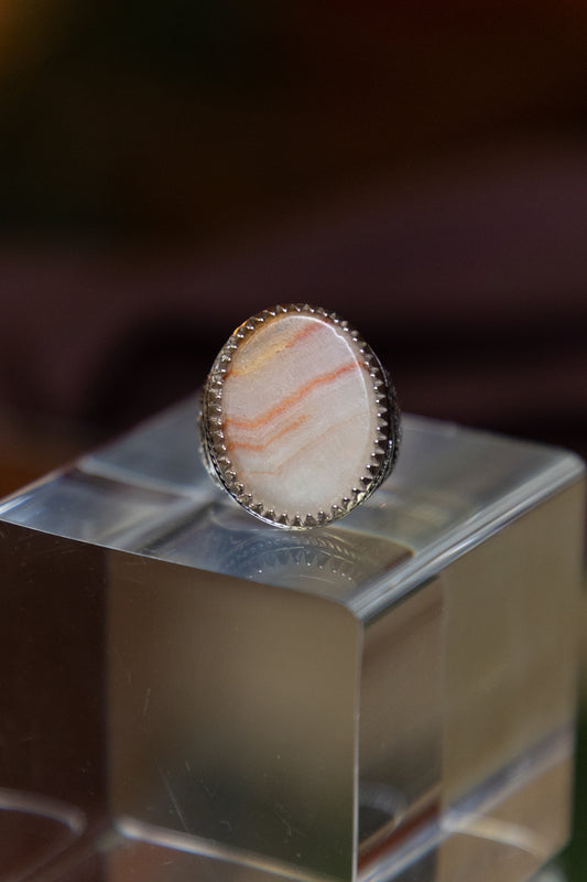 Alabaster Gemstone Silver Ring