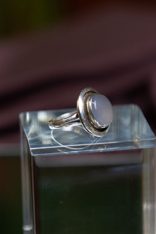 Blue Yemeni Agate Silver Ring