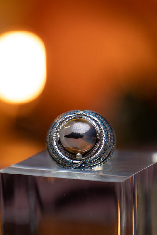 Diluted Yemeni Agate Silver Ring