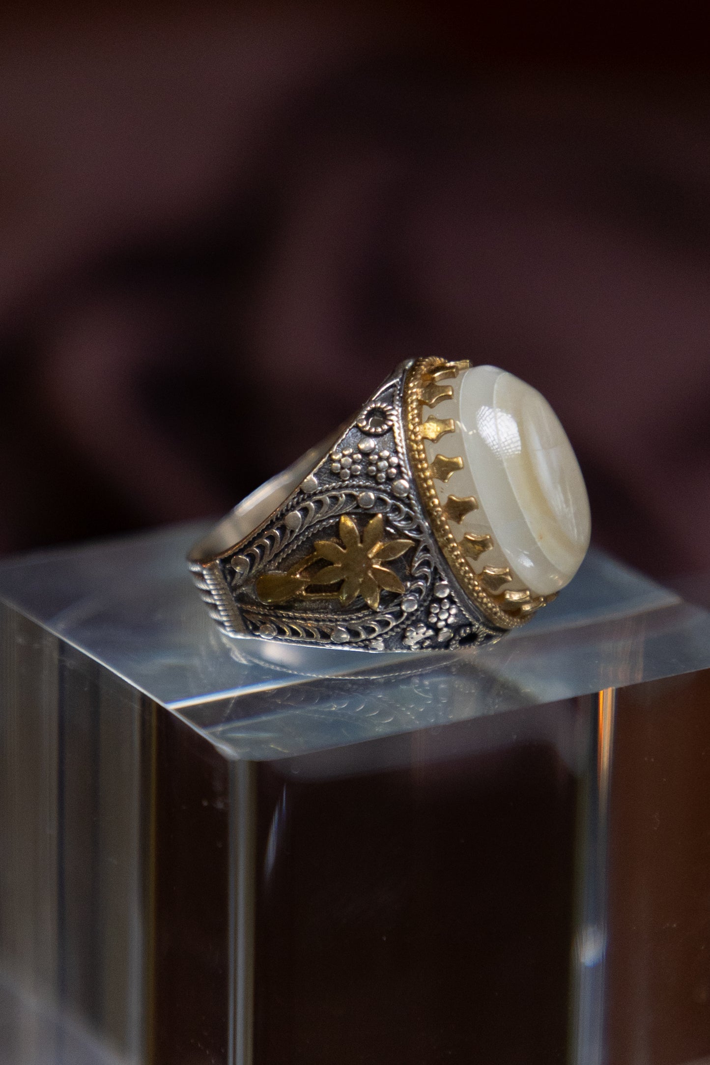 Soleimani Yemeni Agate inlaid in Silver Ring