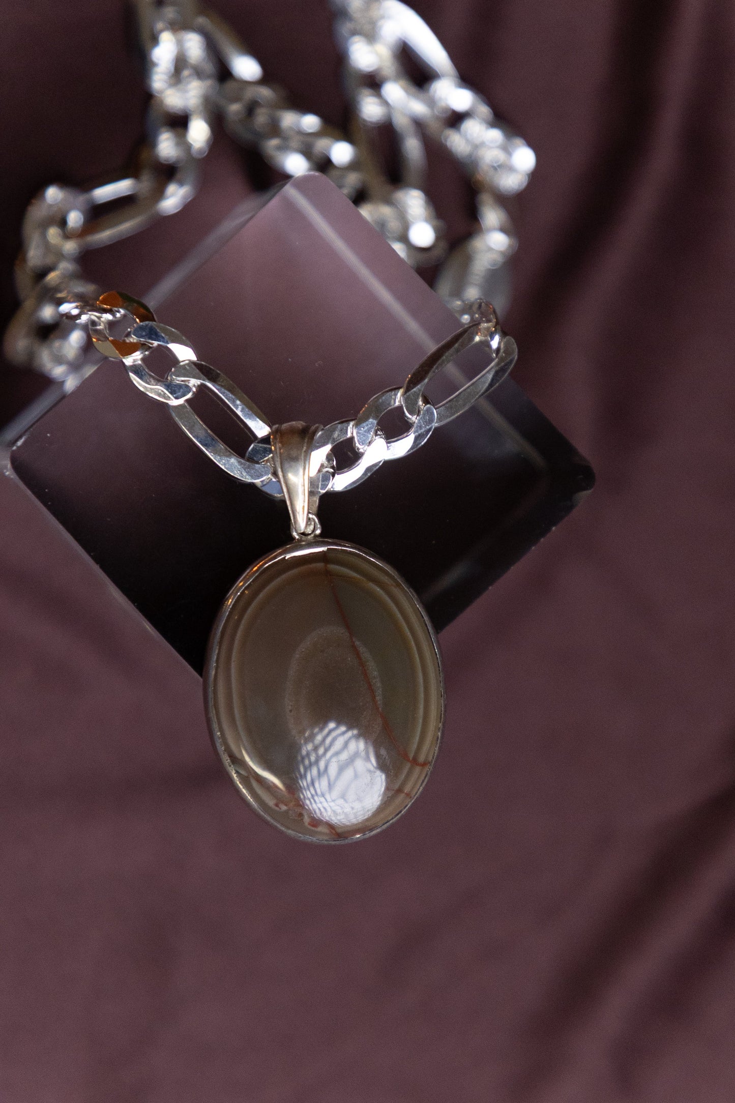 Translucent Yemeni agate gemstone Pendant encased in Silver