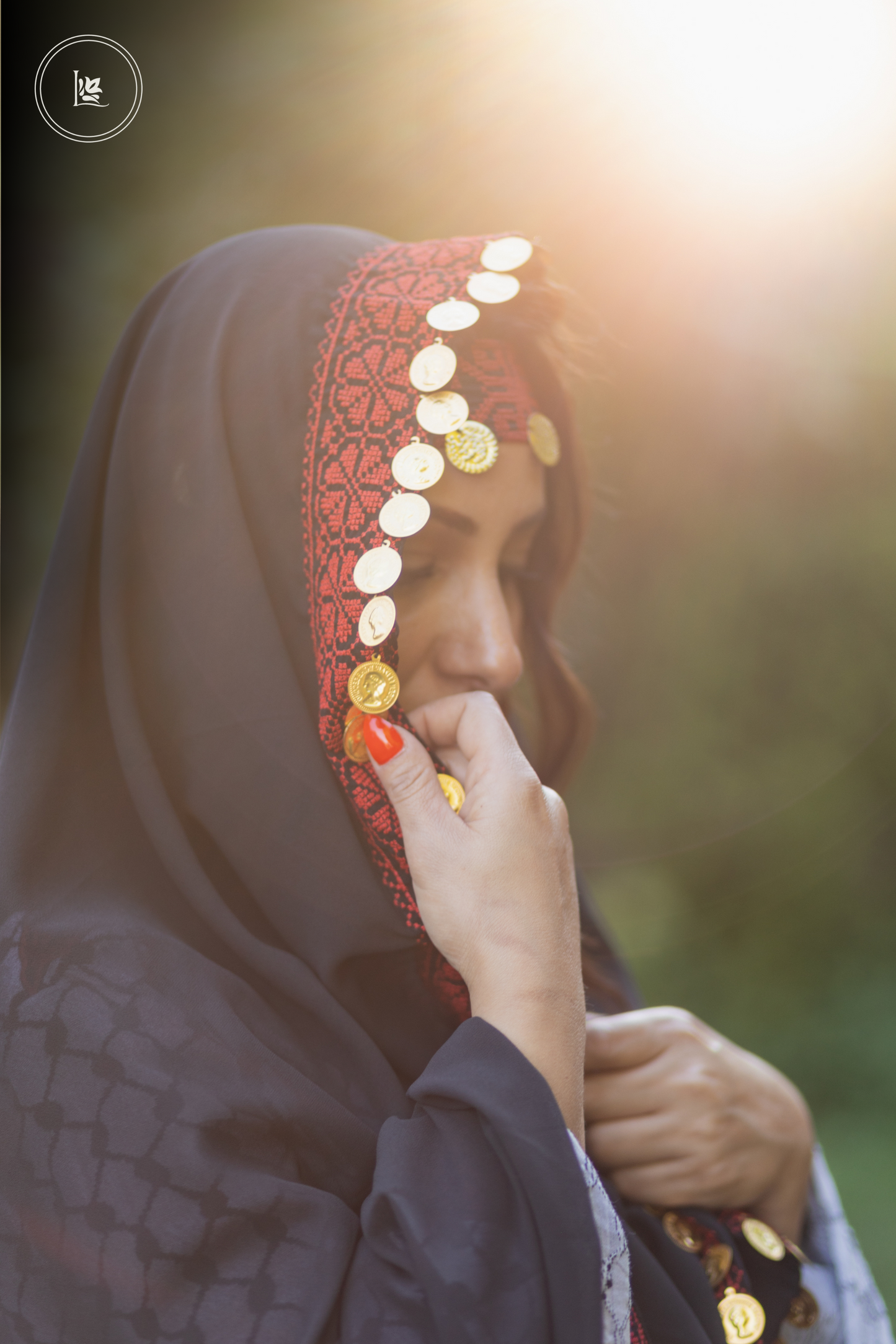 Deluxe Kufiya Tatreez Dress & Tatreez Veil with Coins