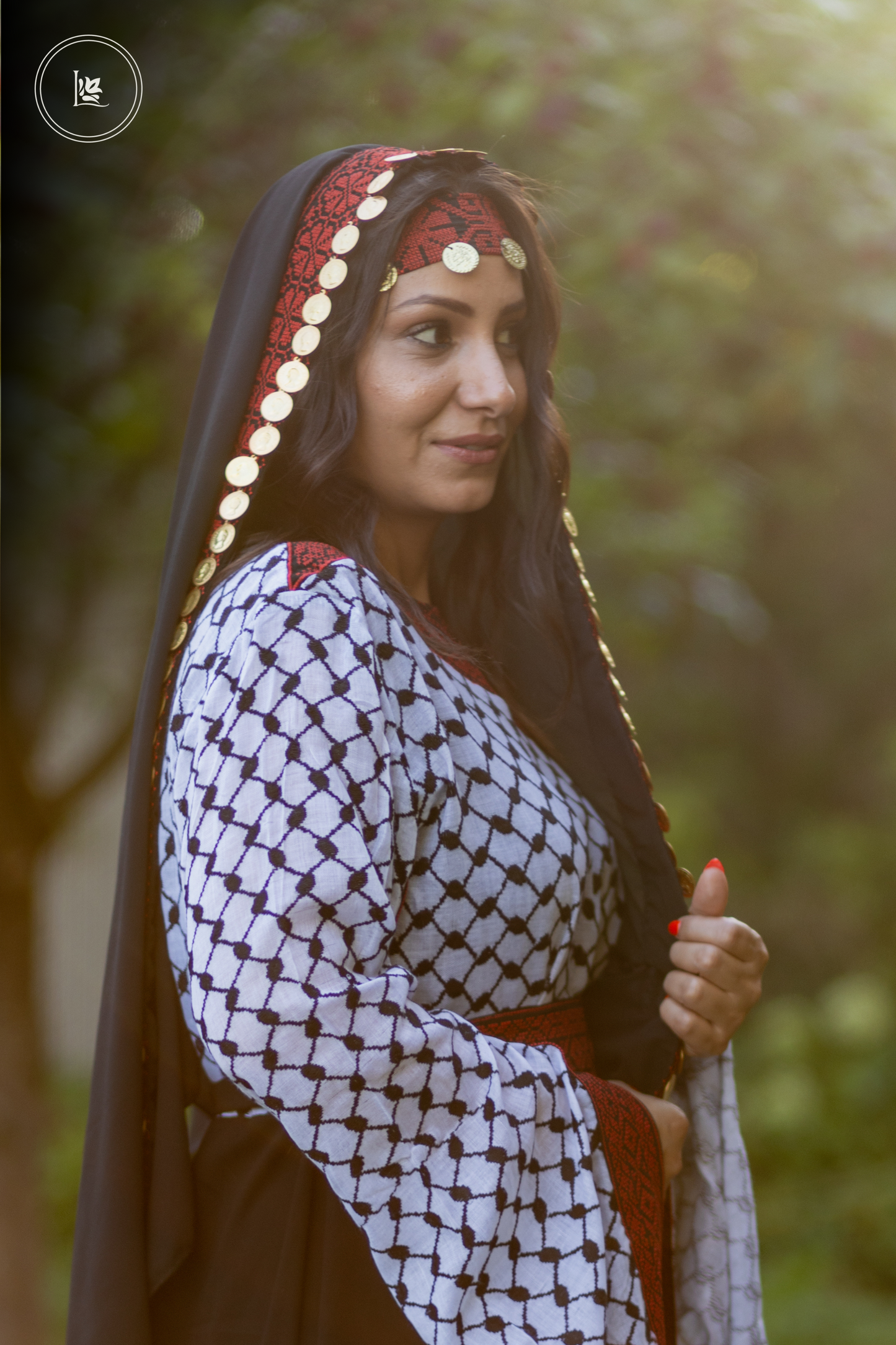 Deluxe Kufiya Tatreez Dress & Tatreez Veil with Coins