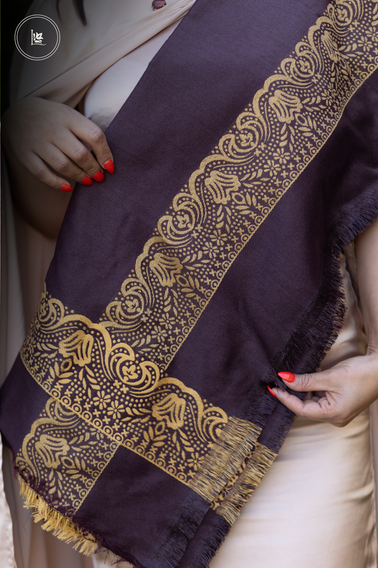 Aghabani Shawl with Gold Embroidery