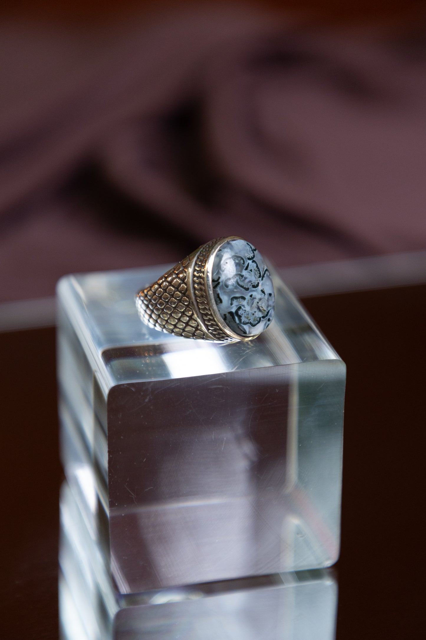 Banded Yemeni Agate Silver Ring