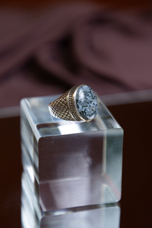 Banded Yemeni Agate Silver Ring