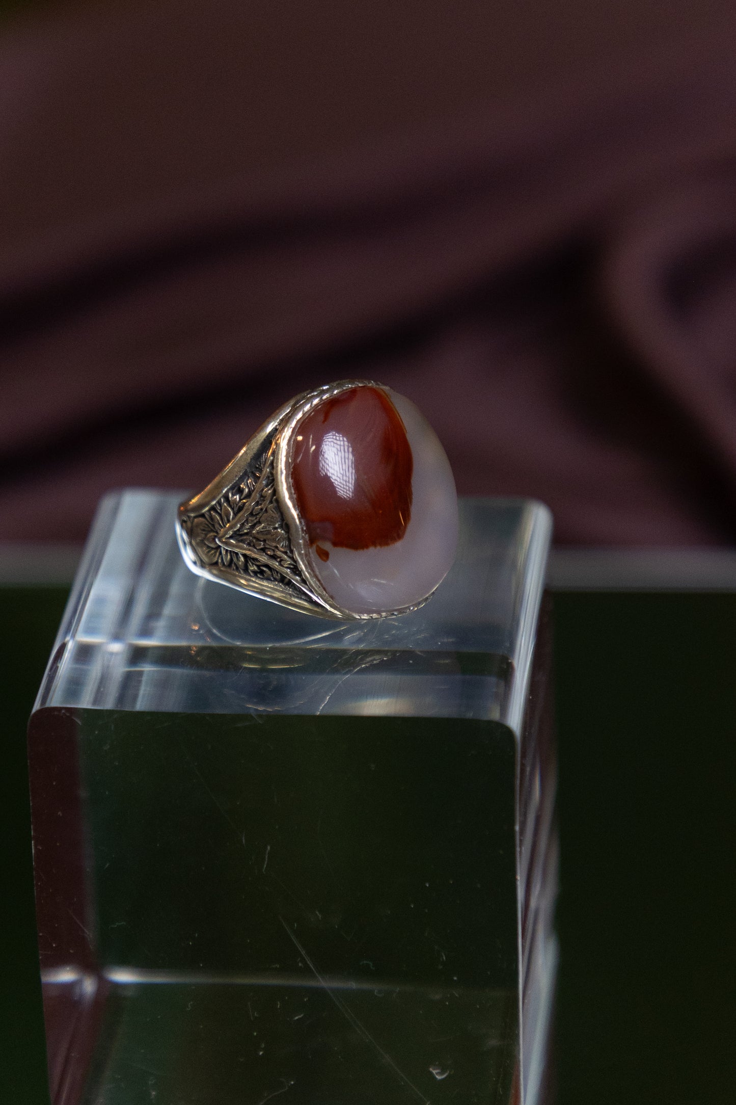Diluted Yemeni Agate Silver Ring