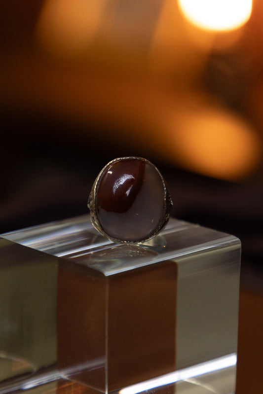 Diluted Yemeni Agate Silver Ring