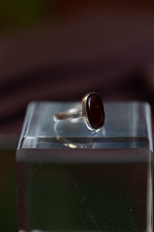 Brown Yemeni Agate Silver Ring