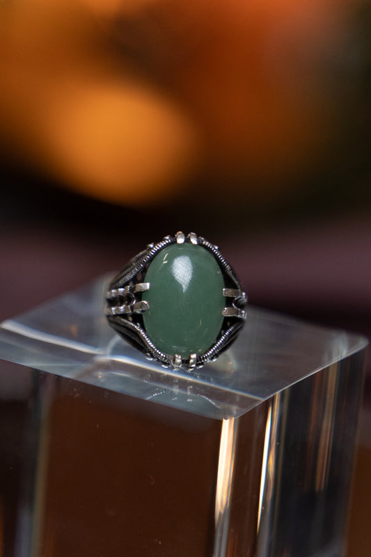 Green Aventurine Silver Ring