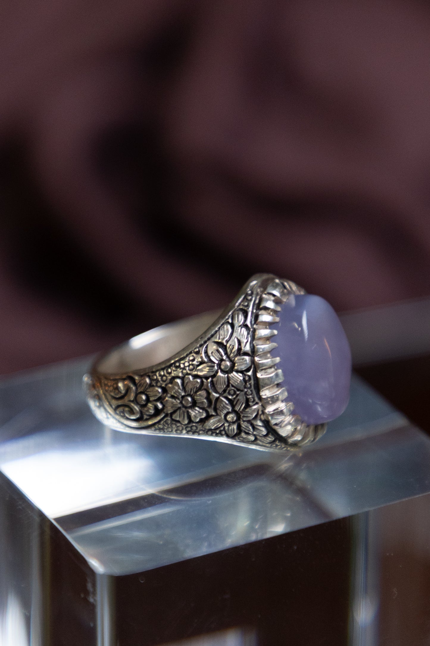 Purple Yemeni Agate Silver Ring