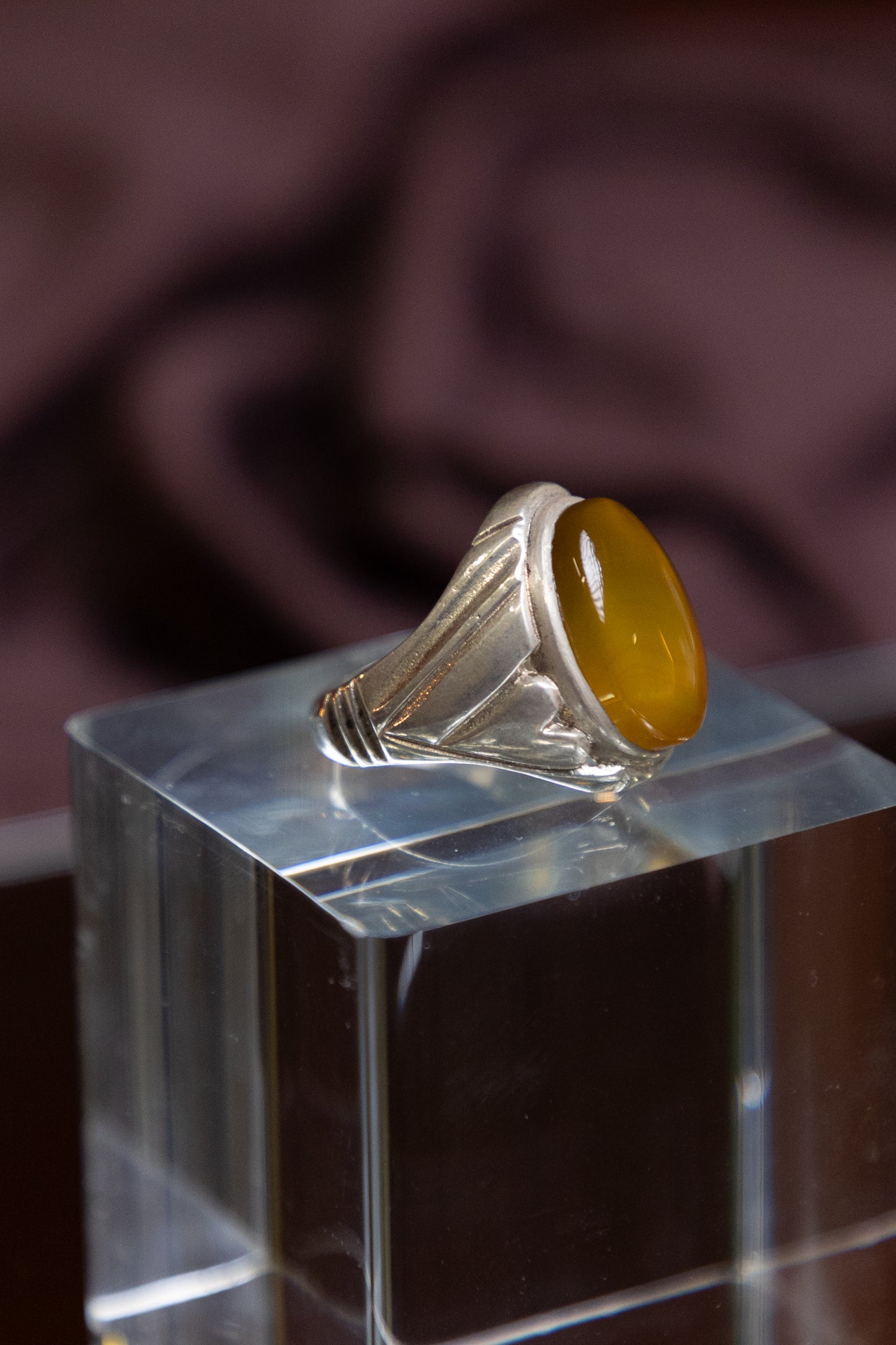 Yellow Yemeni Agate Silver Ring