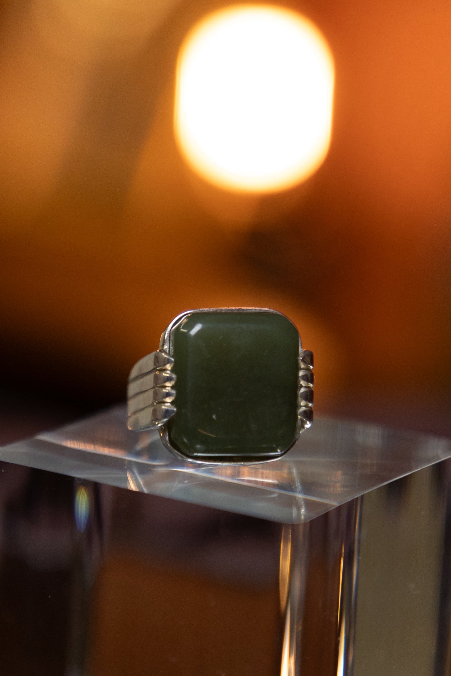 Green Yemeni Agate Silver Ring
