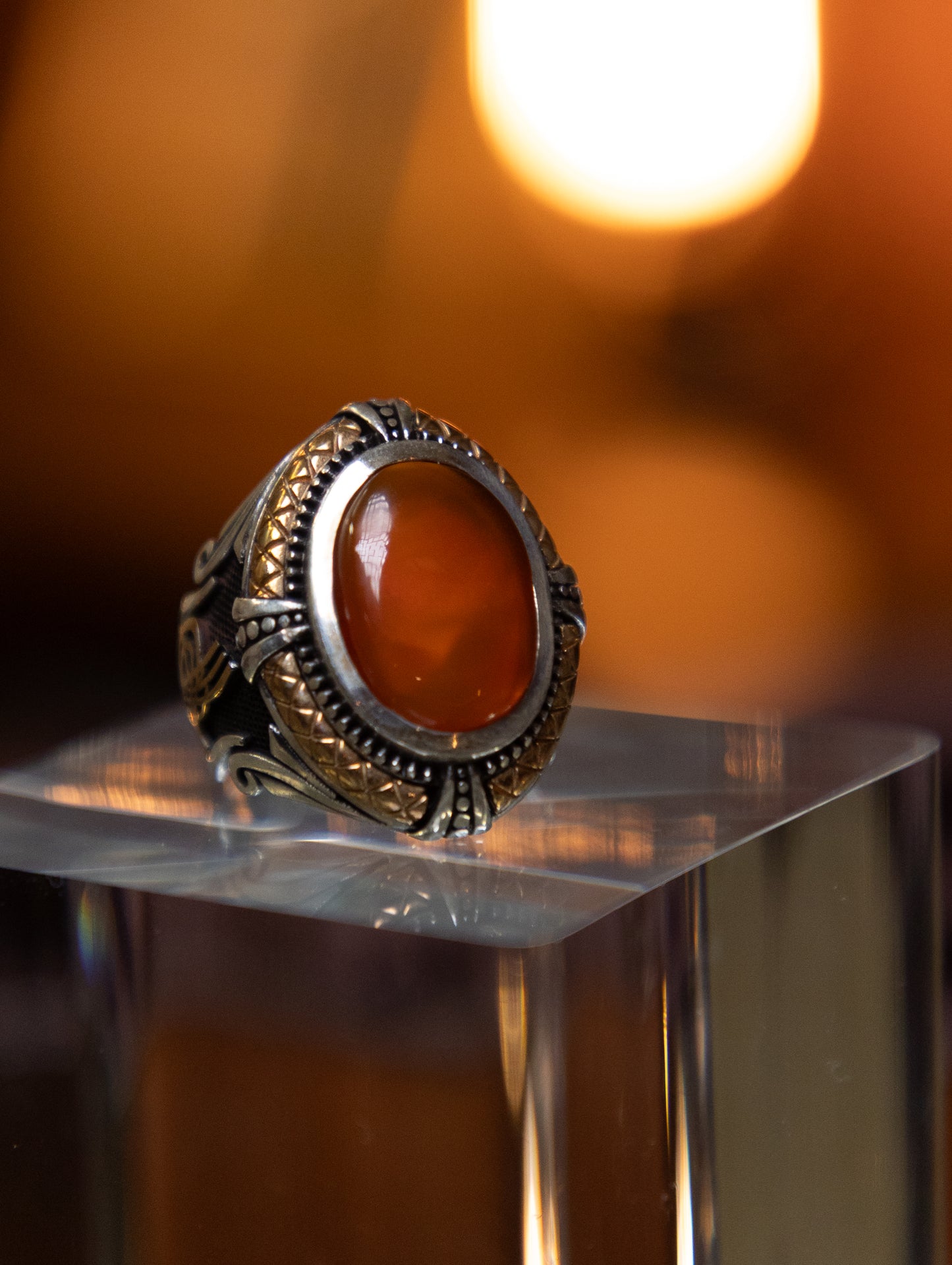 Red Yemeni Agate Silver Ring