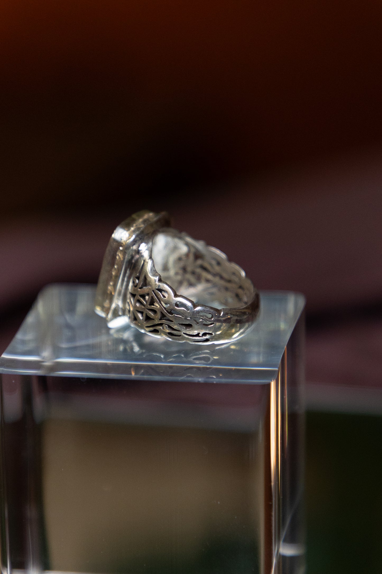 Turquoise & Coral Silver Ring