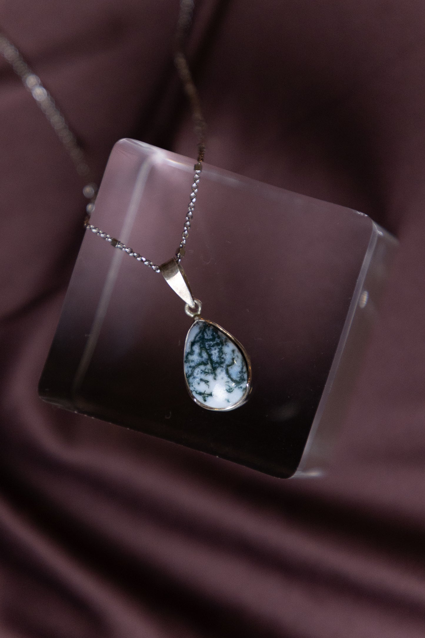 Yemeni Tree Agate gemstone silver Necklace