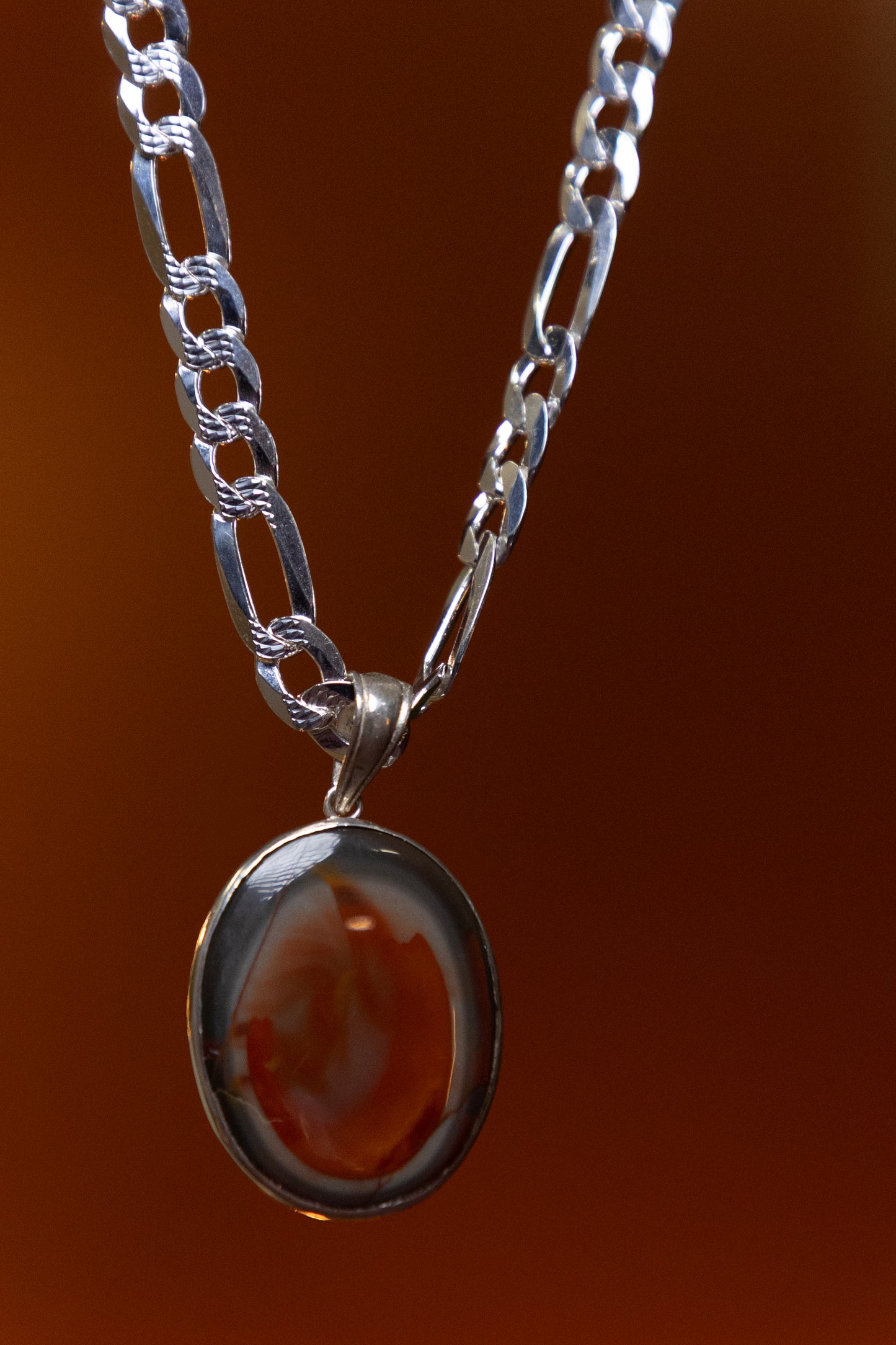 Translucent Yemeni agate gemstone Pendant encased in Silver
