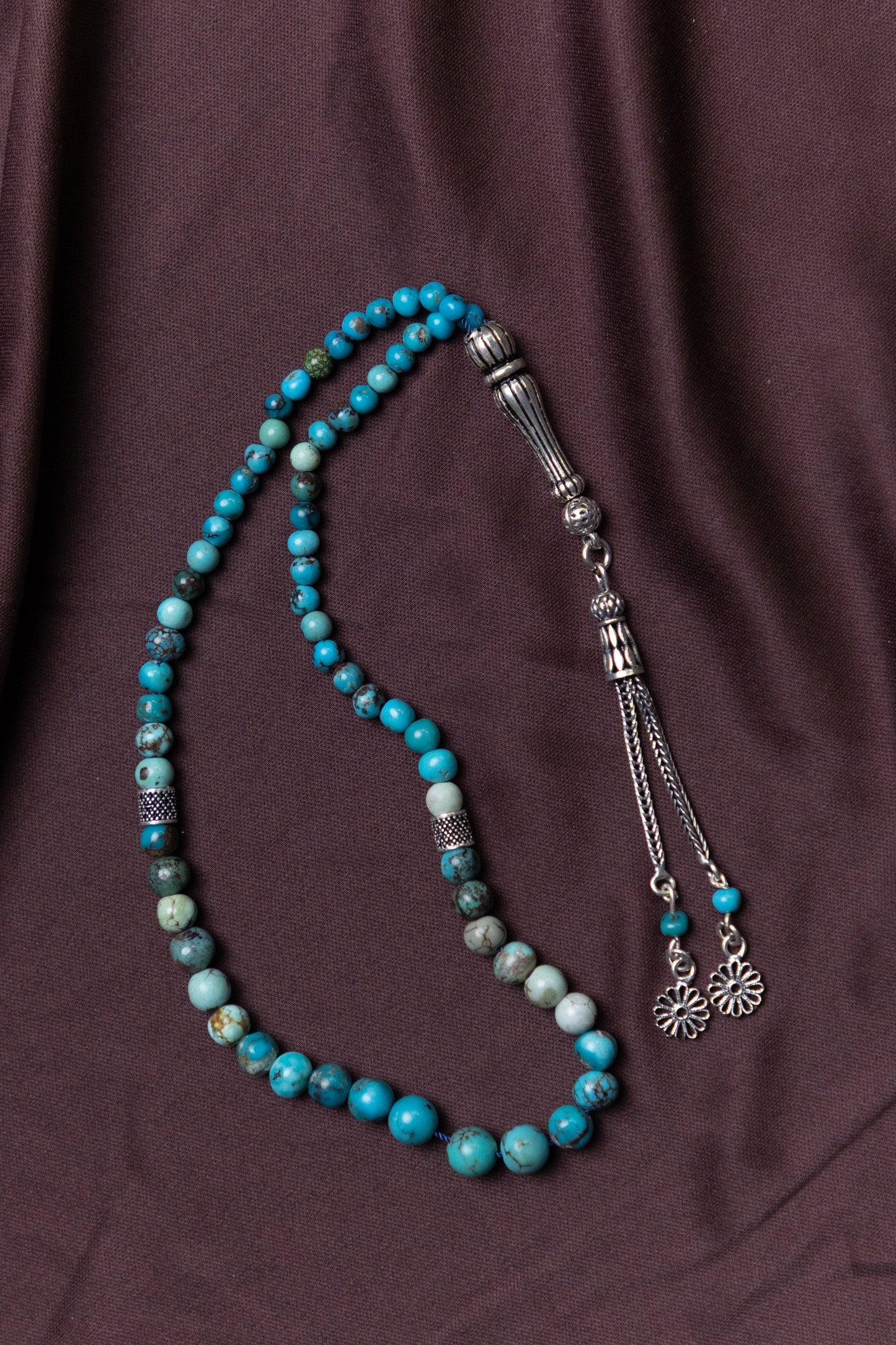 Nishapuri Turquoise Masbaha/Prayer beads with Silver tassel
