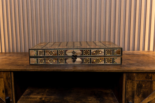Handmade mosaic and mother of pearl Backgammon set