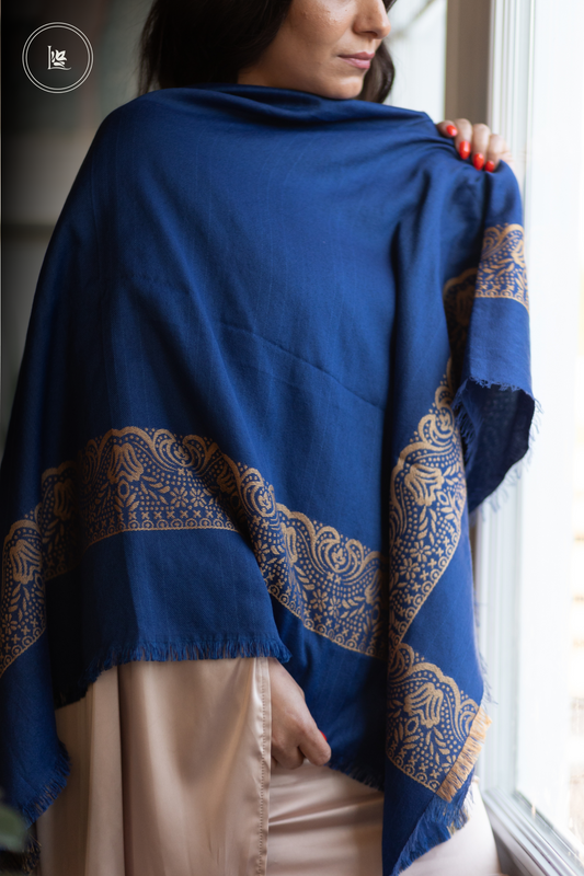 Aghabani Shawl with Gold Embroidery